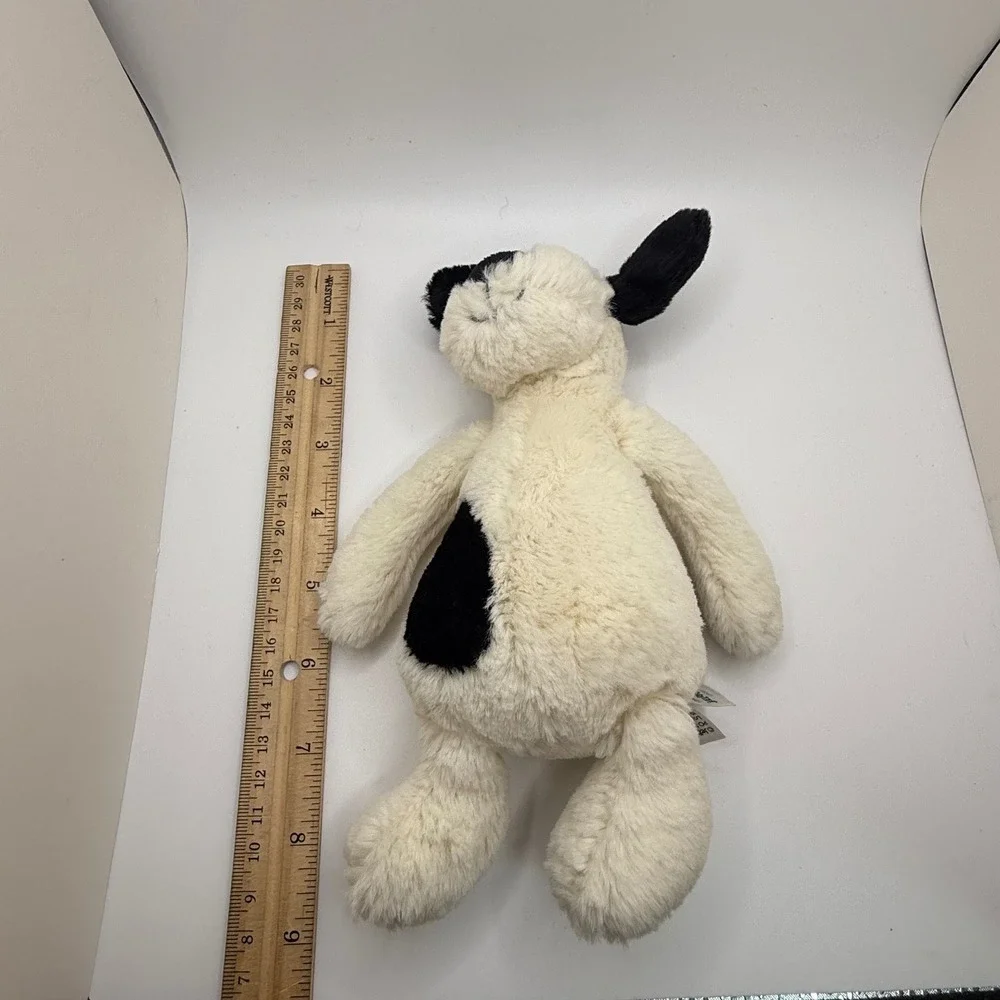 Jellycat London Bashful Puppy Dog Plush Cream Black Spotted Stuffed Animal 8