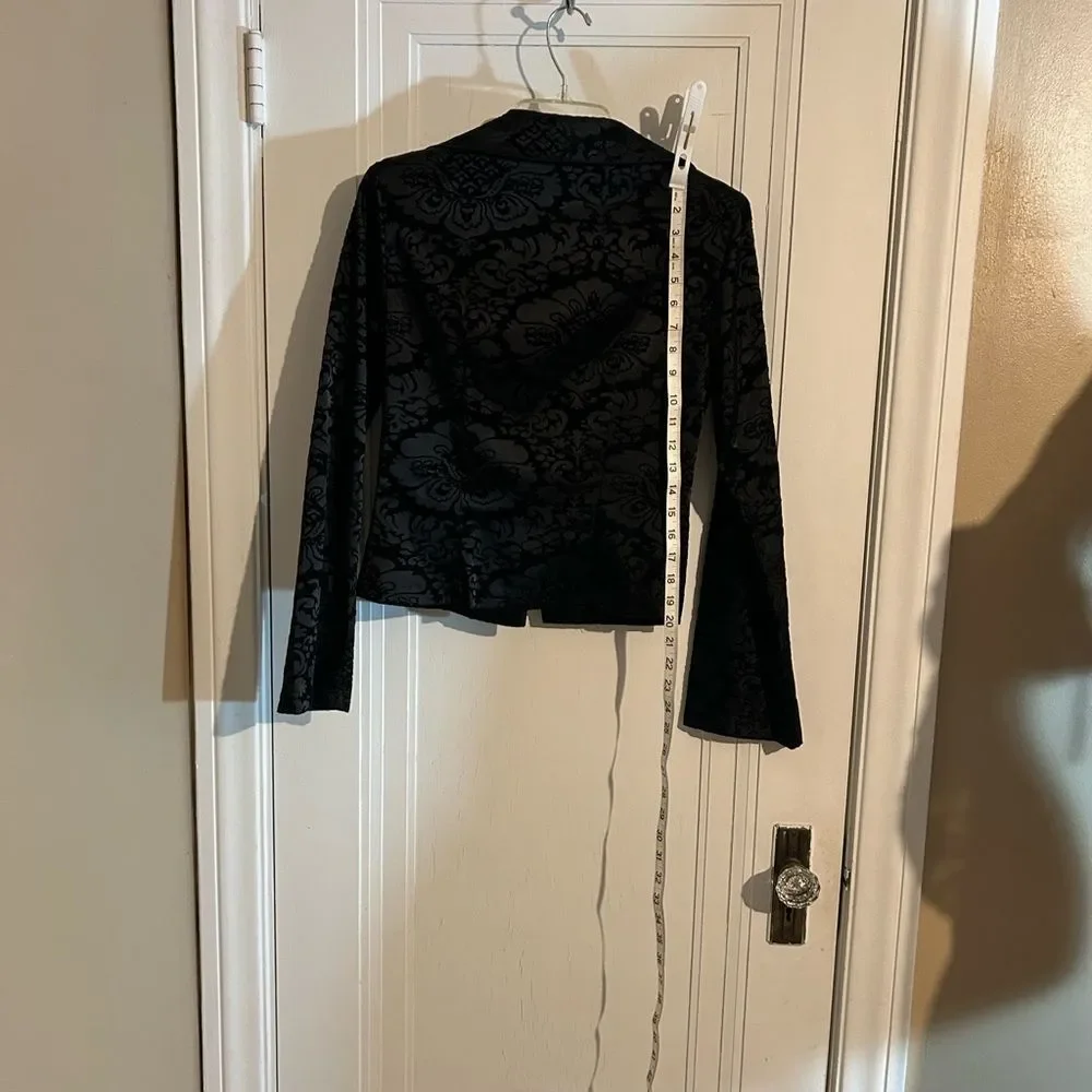 Vintage Wrapper Black Velvet Satin Brocade Floral Patterned Jacket