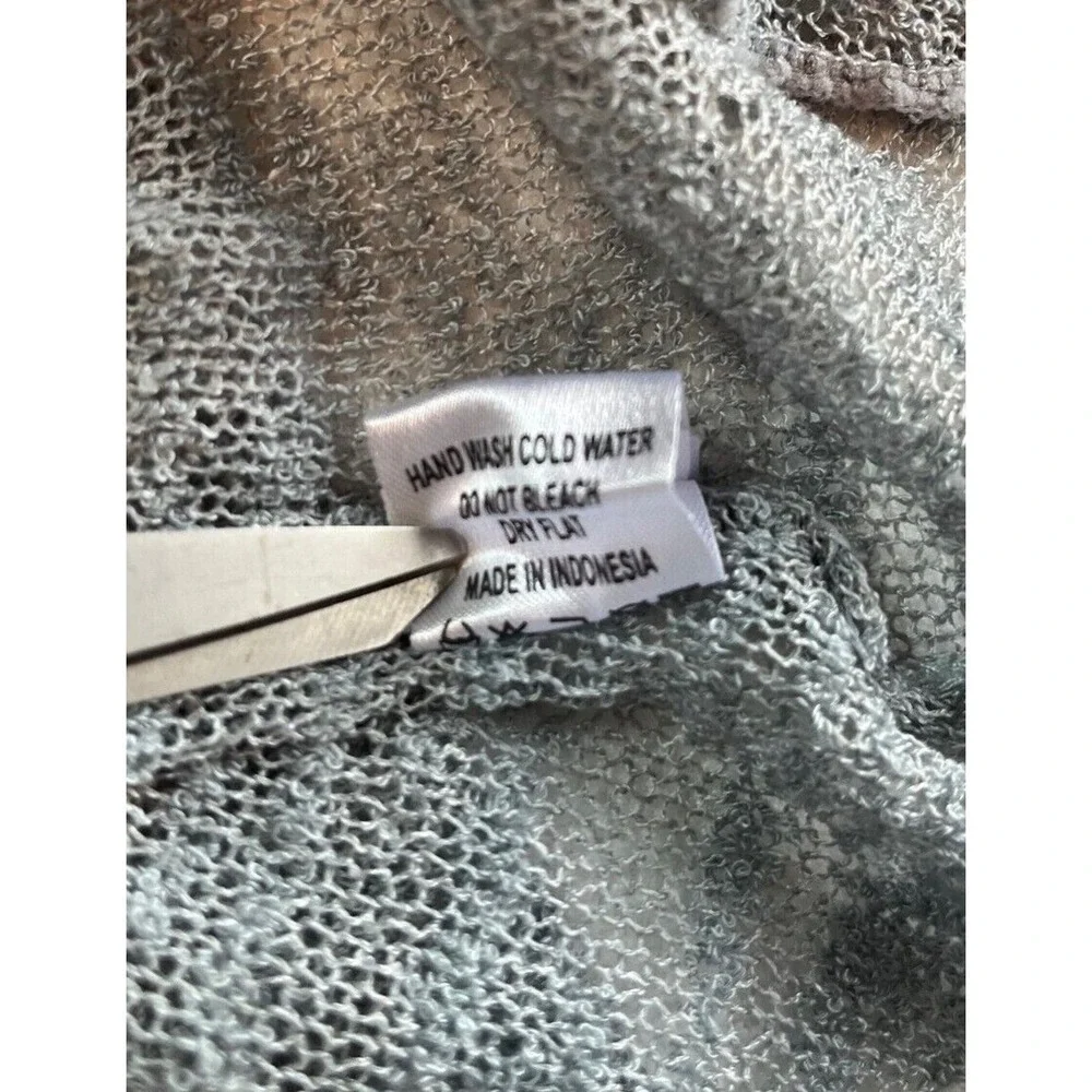 Women's Gray Crochet Knit Sweater Size L XL Grunge Boho Distressed Artsy Natural