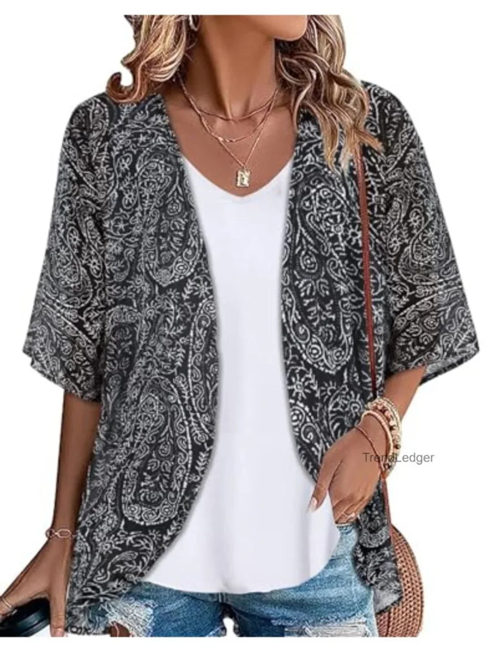 Chiffon Beach Cover Up Cardigan Floral Summer Tops Loose Capes