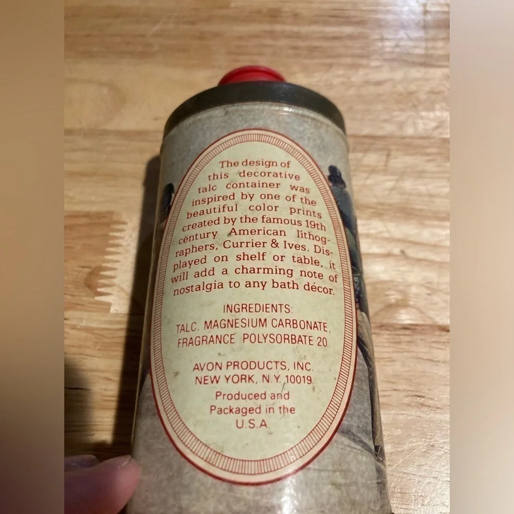 Vintage Avon Lady Skater talc tin Ariane & sweet honesty