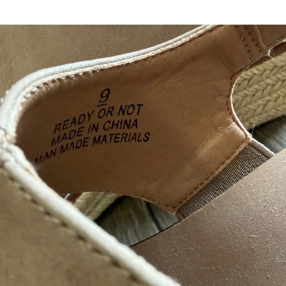 Corkys Ready Or‎ Not Tan Espadrille Wedge Sandals 9 Slingback Platform NWOT