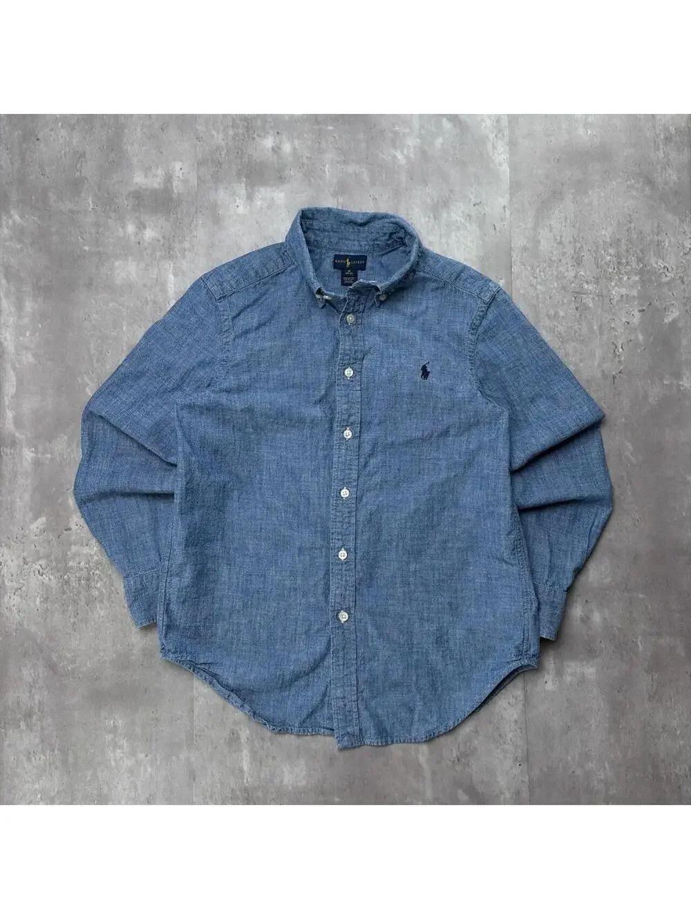 Y2 Blue Polo Ralph Lauren Linen Long Sleeve Button Up Shirt