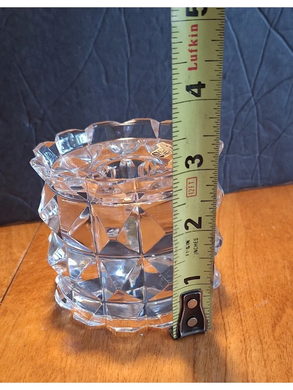 VTG Hand Cut (Diamond) Czech Republic Sklo Bohemio Candle Holder 3