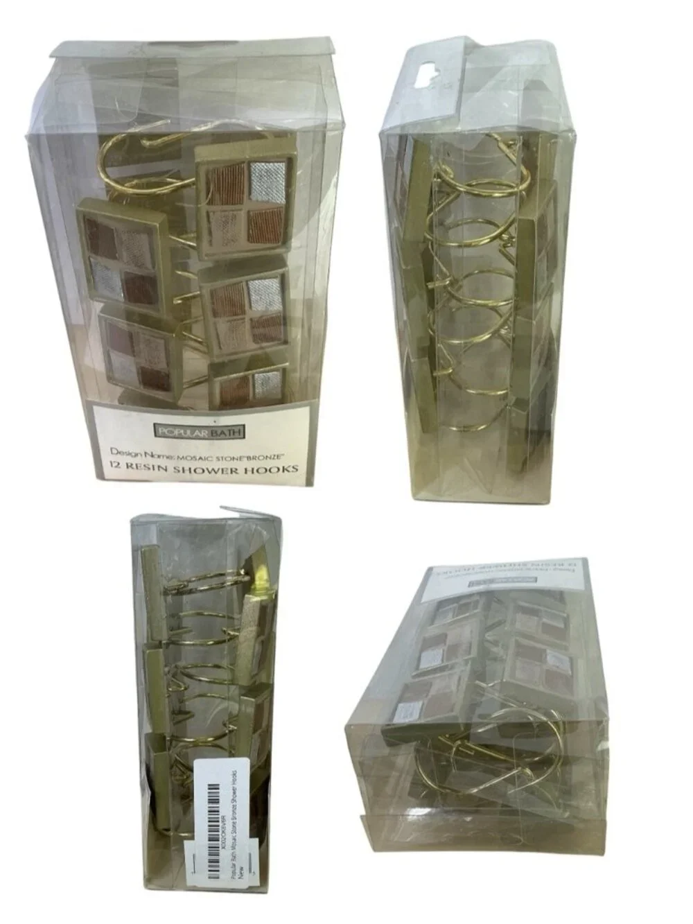 Mosaic Stone Bronze Shower Hooks by Popular Bath Set of Resin 12 Hooks NEW