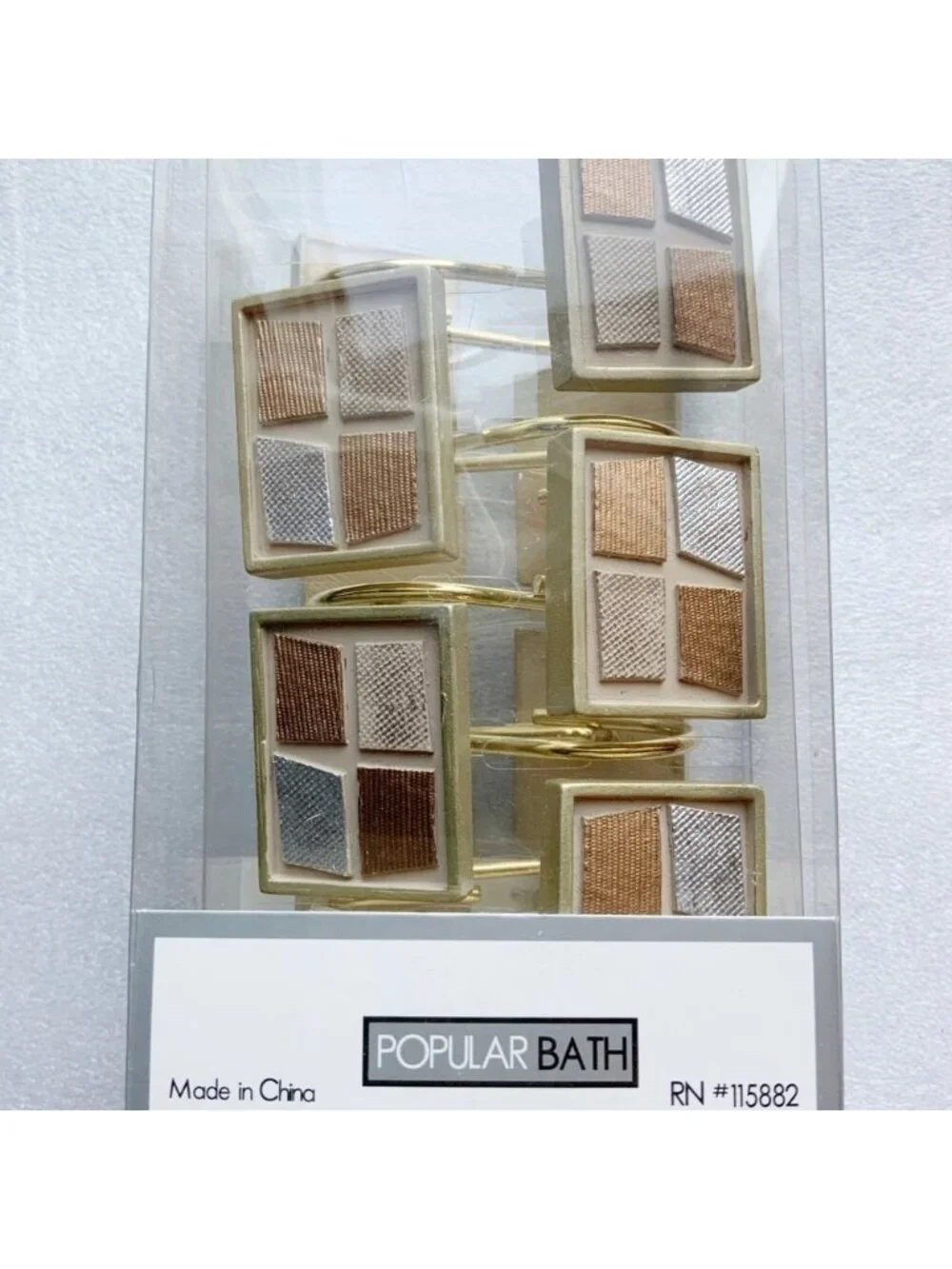 Mosaic Stone Bronze Shower Hooks by Popular Bath Set of Resin 12 Hooks NEW