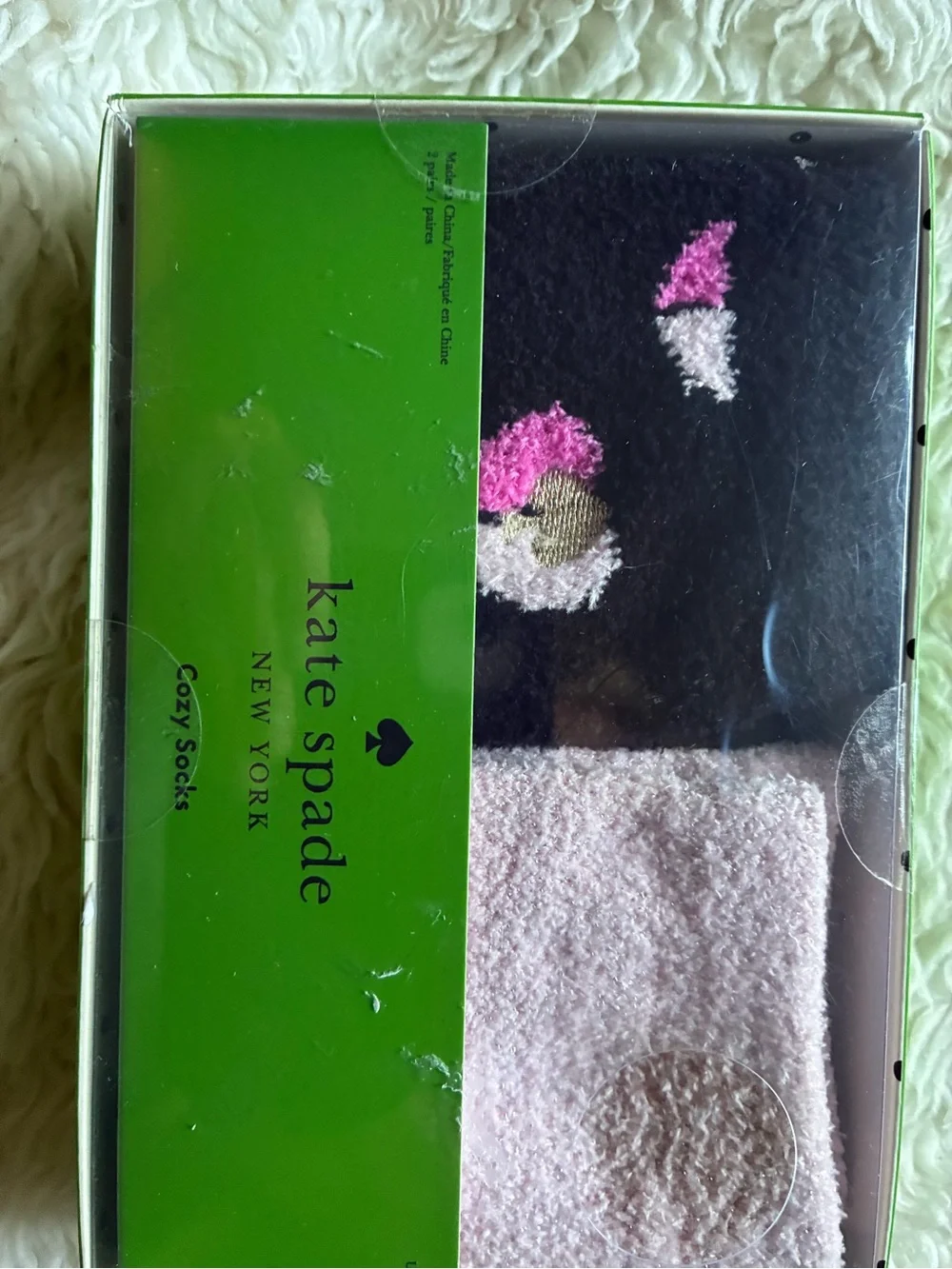 Kate Spade Pink Hearts Crew Cozy Socks Gift Box Women’s One Size