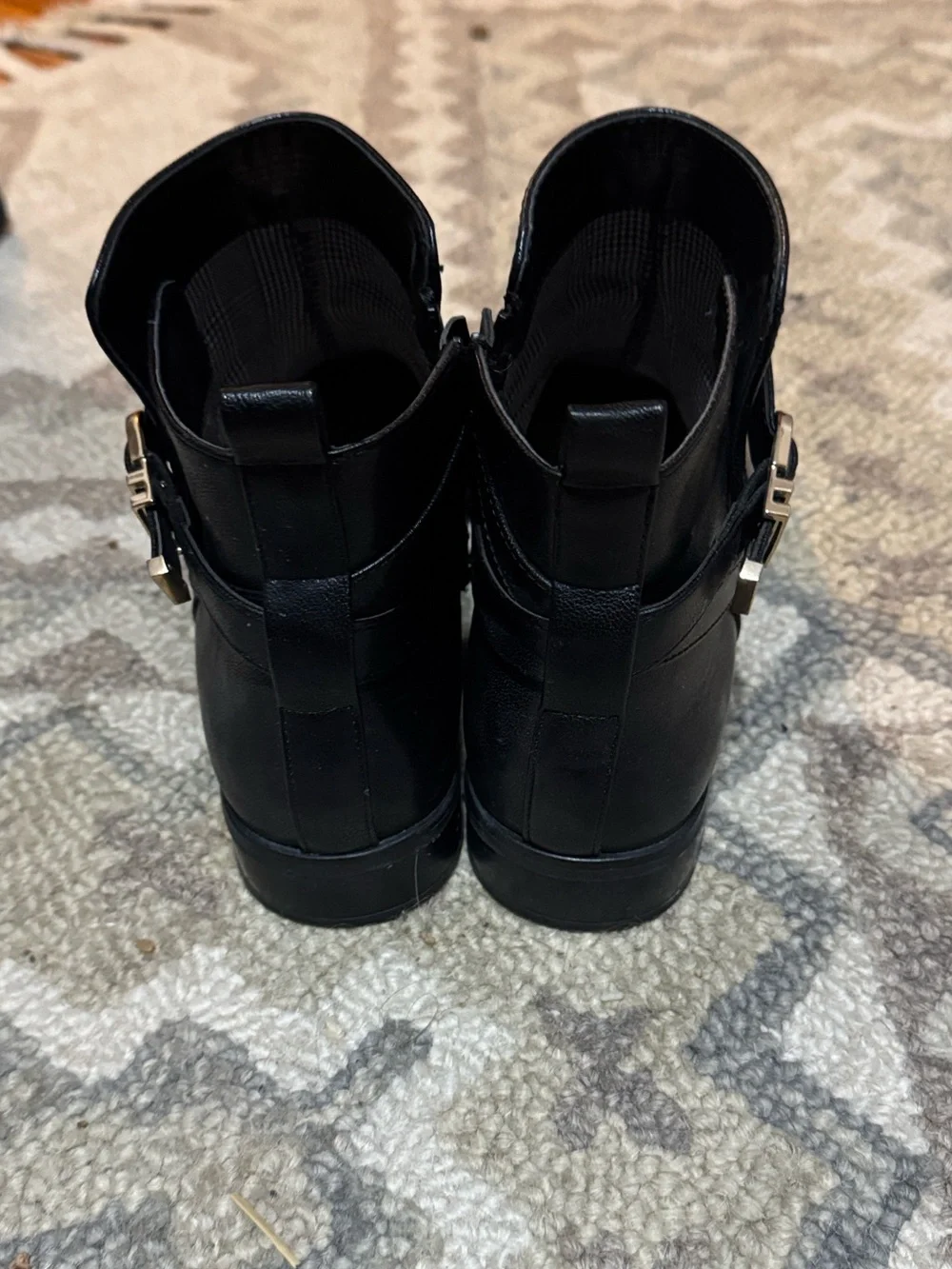 Women’s Black Ankle Boots with Decorative Buckle