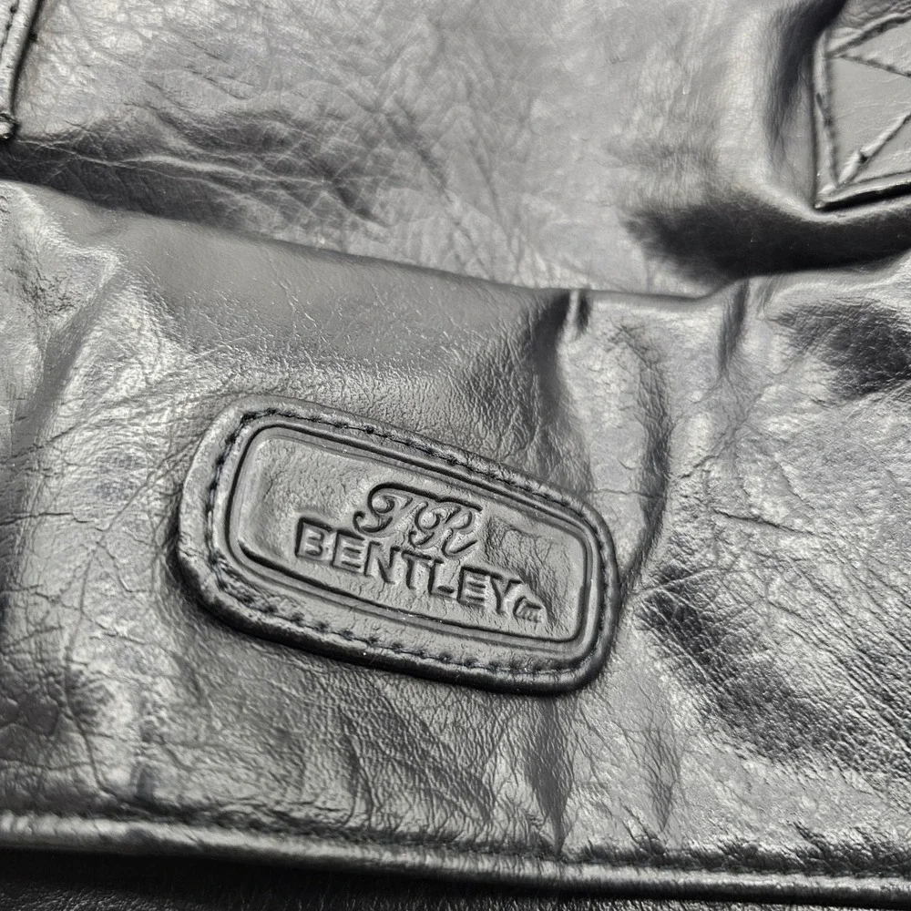 JR Bentley Co Vintage Black Faux Leather Duffel Bag Travel Weekend Carry On K13