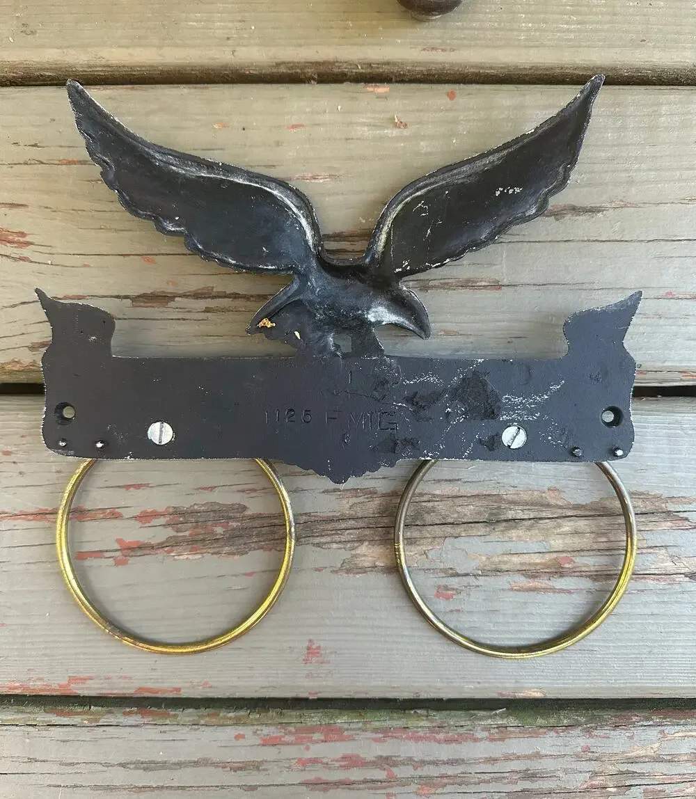 Vintage eagle Towel Holder HIS/HERS wall mound FMIG cast iron gold black
