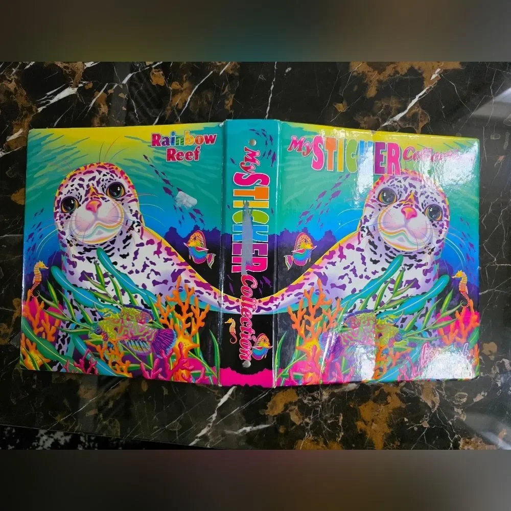 Vintage LISA FRANK Seal Rainbow Reef 3-Ring Binder Portfolio 2.5'