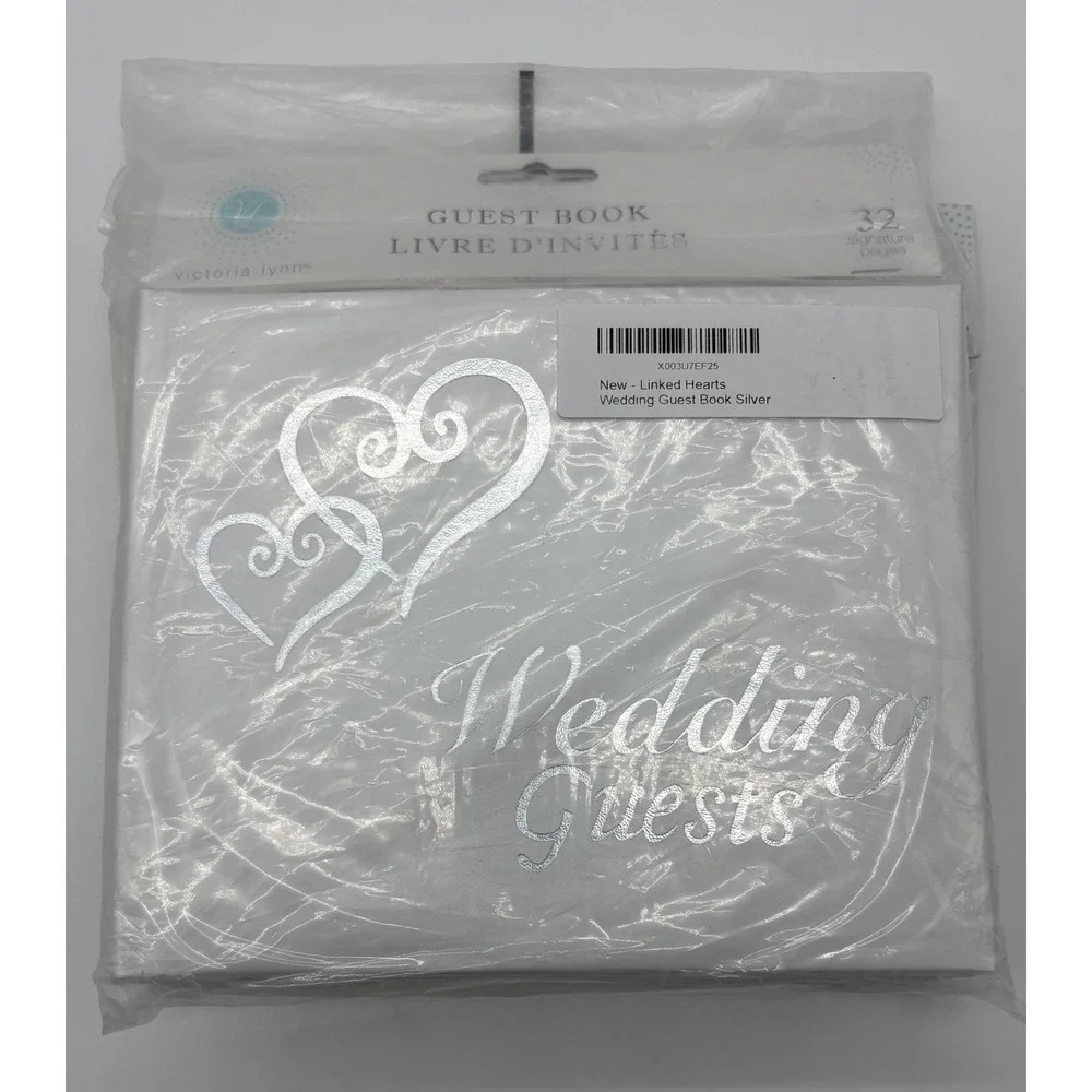 Victoria Lynn‎ Linked Hearts Wedding Guest Book White Silver 32 Pages Bulk 4 Lot