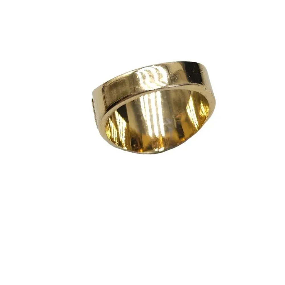 Uncas 18k Gold Plated Two-Tone Textured Clear Rhinestone Zircon Ring Size 9