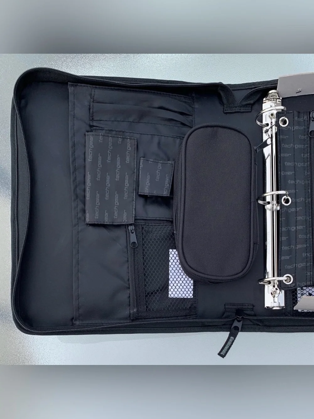 Tech Gear Mega Filled Black and Grey Padded 3-Ring Binder Organizer
