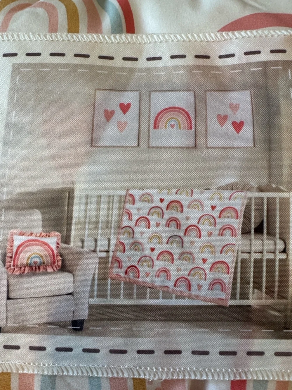 NWT Manhattan Baby White Pink Rainbow Nursery Comforter Pillow 2 Pc Set