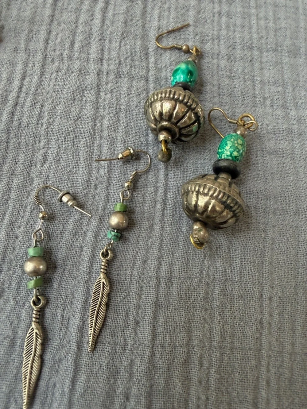 Mixed Women’s Earring Set - Silver, Turquoise, Red  EUC 8 Pairs