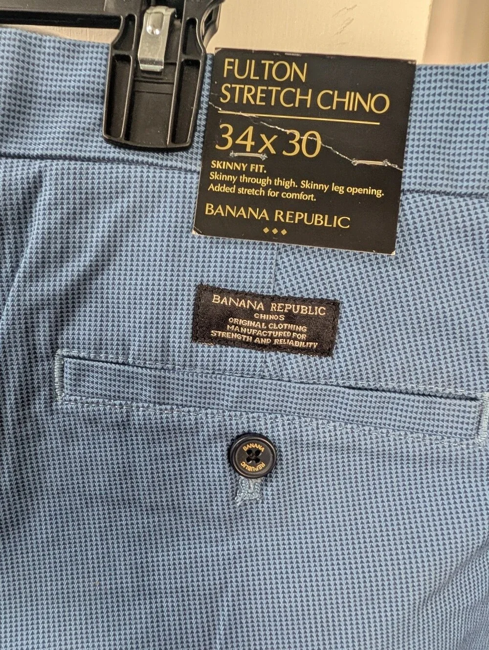 Banana Republic Men's Blue Chinos Fulton skinny chino 34x30 NWT