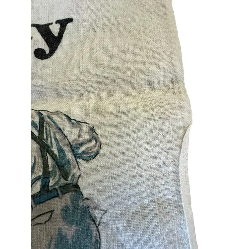 Tea Towel 1977 Calendar Linen Liberty Man Fixing‎ Car Vintage READ NOTE