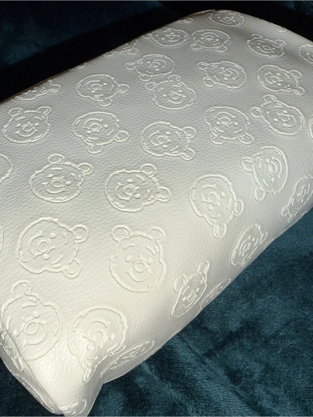 Primark White Winnie the Pooh Embossed Zip Pouch with Gold Hardware