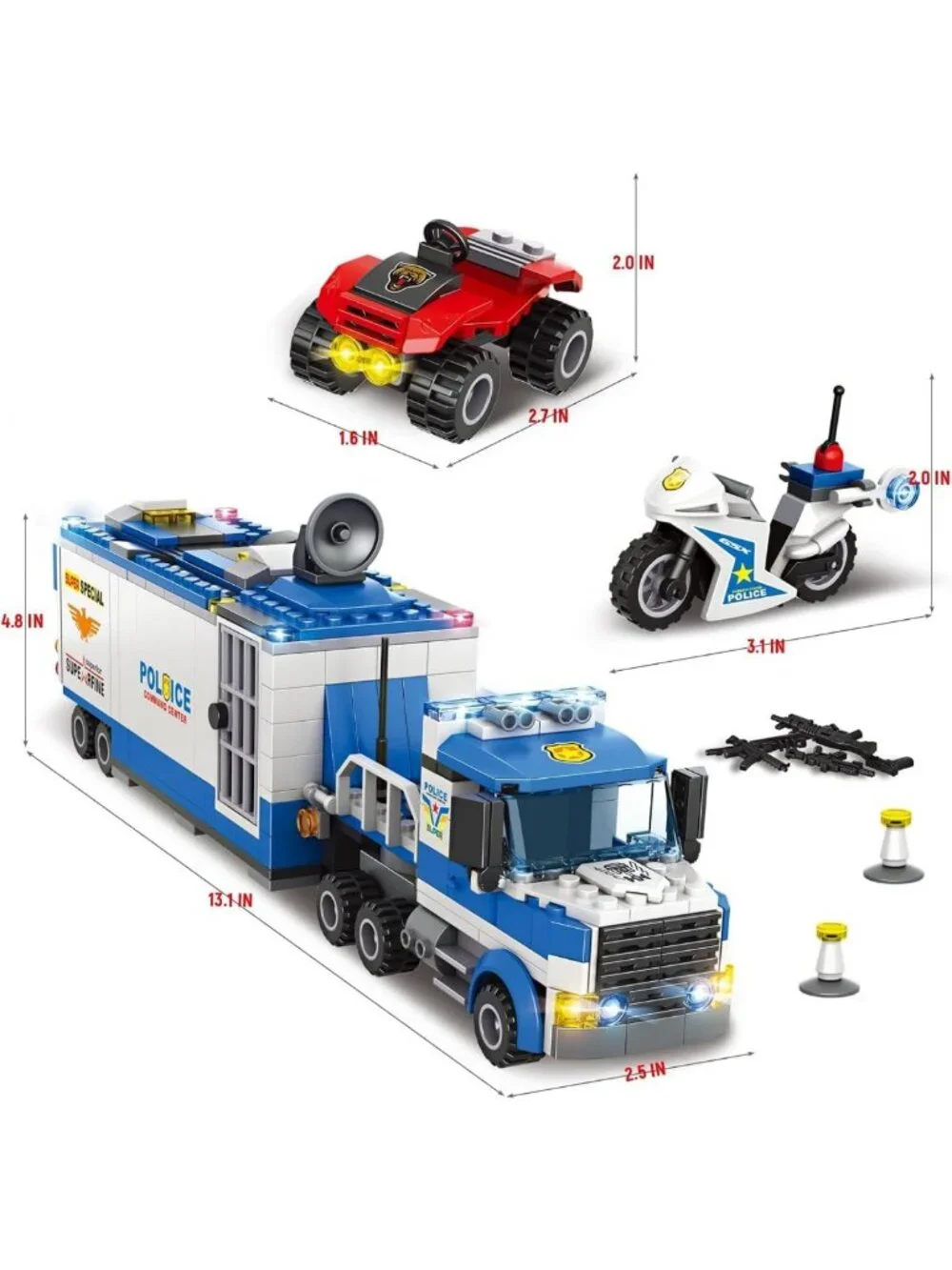 Mobile Command Center Truck Building Blocks Set | Police Vehicles & Action Toys