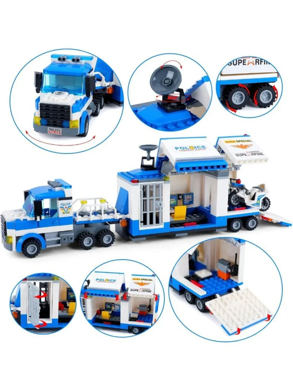 Mobile Command Center Truck Building Blocks Set | Police Vehicles & Action Toys