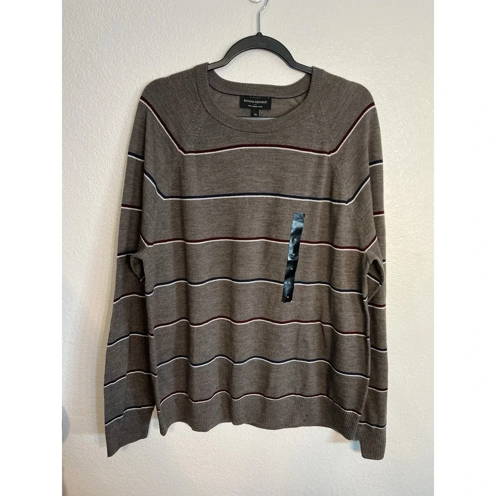 Banana Republic‎ Tan Mens Sweater Size Extra Large NWT Merino Wool