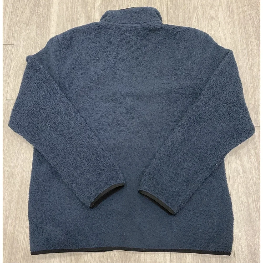 The North Face Large Mens Full Zip Fleece Jacket Navy Blue 100% Polyester Size L
