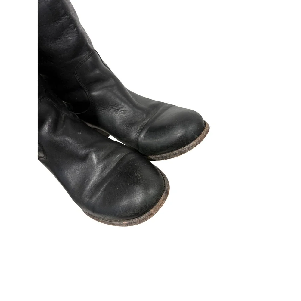 Frye Melissa Button Black Leather Tall Boots Extended Calf 77167 Womens 9 B