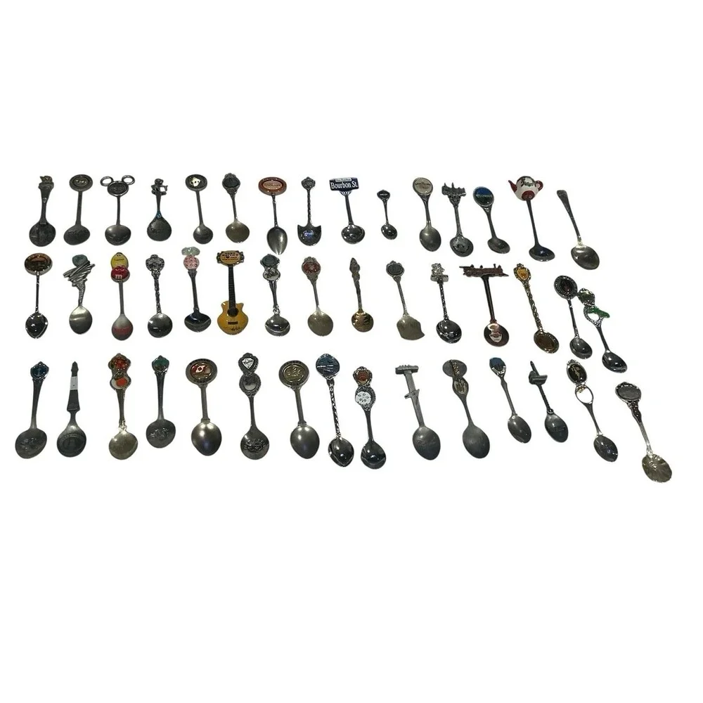 Lot of 45 Collectors Spoons. All Different‎ No Duplicates. Some Vintage