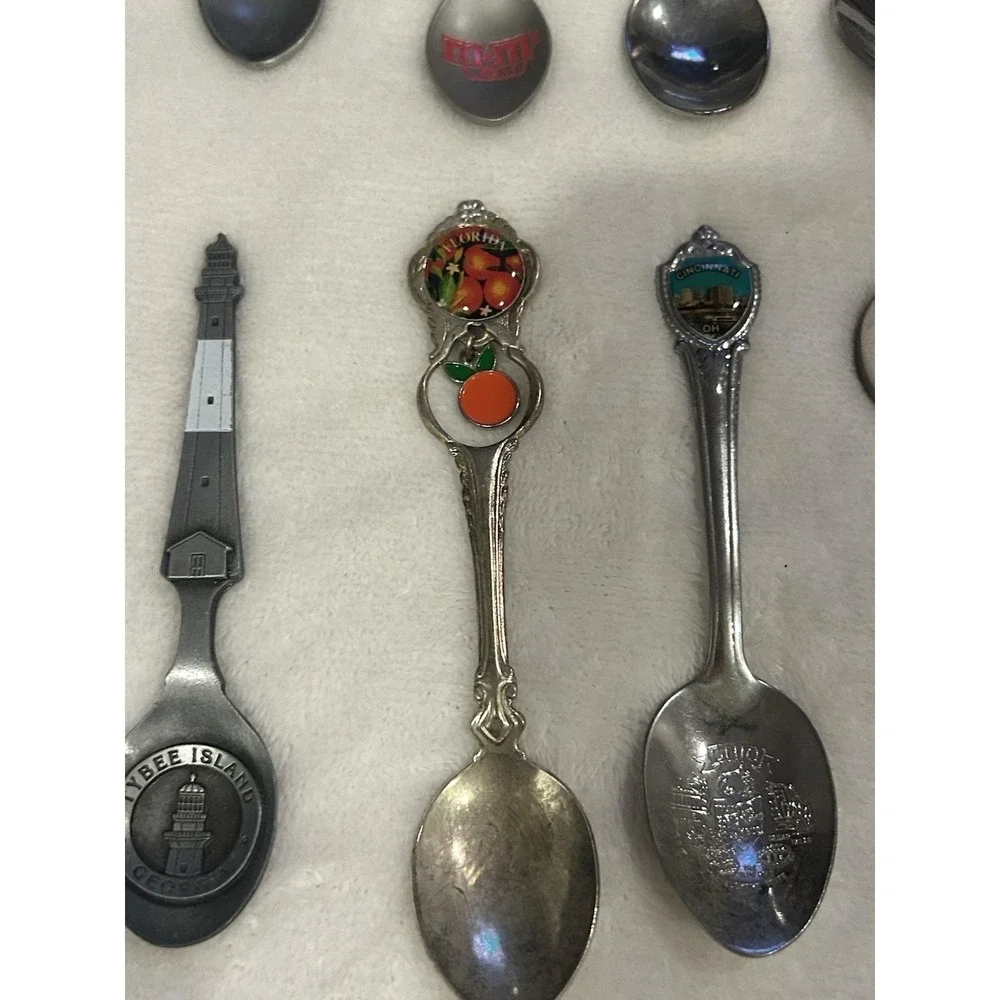 Lot of 45 Collectors Spoons. All Different‎ No Duplicates. Some Vintage