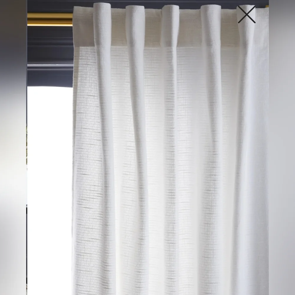 NWT! Quince 100% Cotton White Slub Curtains, 48