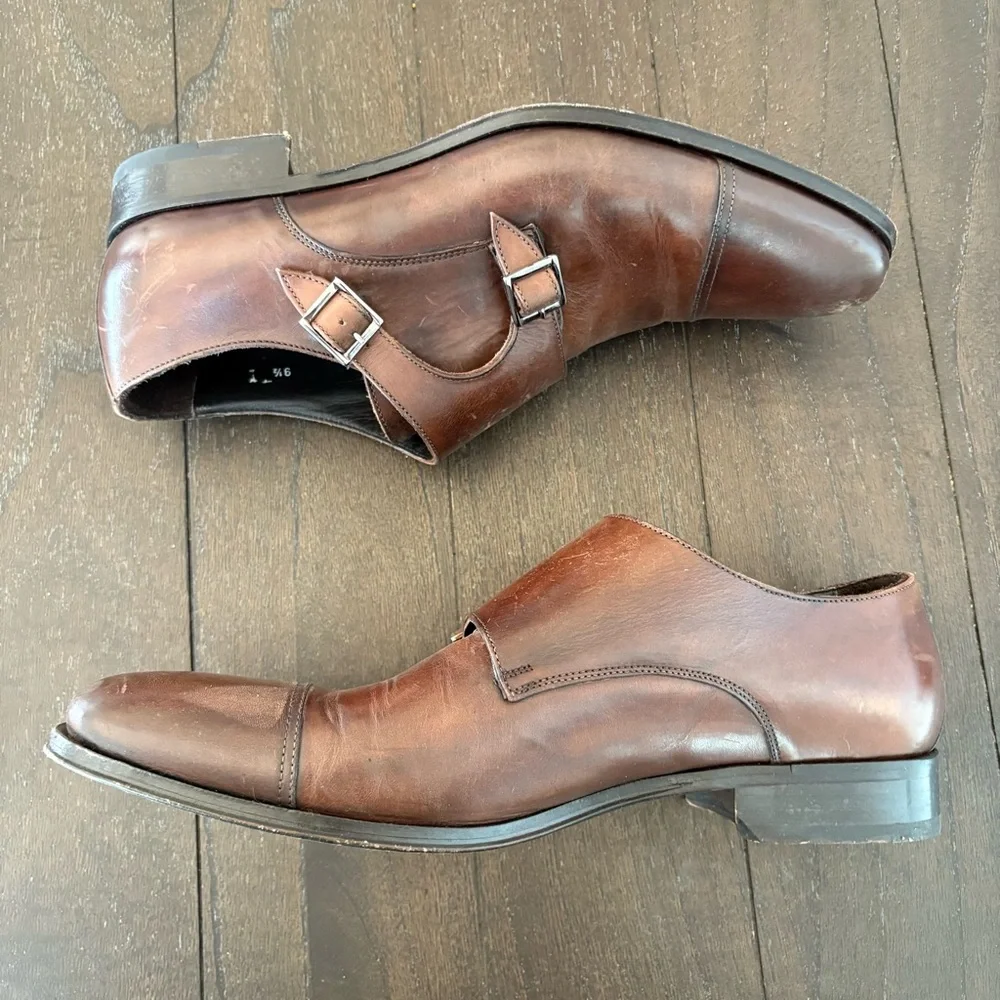 To Boot New York Grant Brown Calf Double Monkstrap Shoes Brown Size‎ 9.5