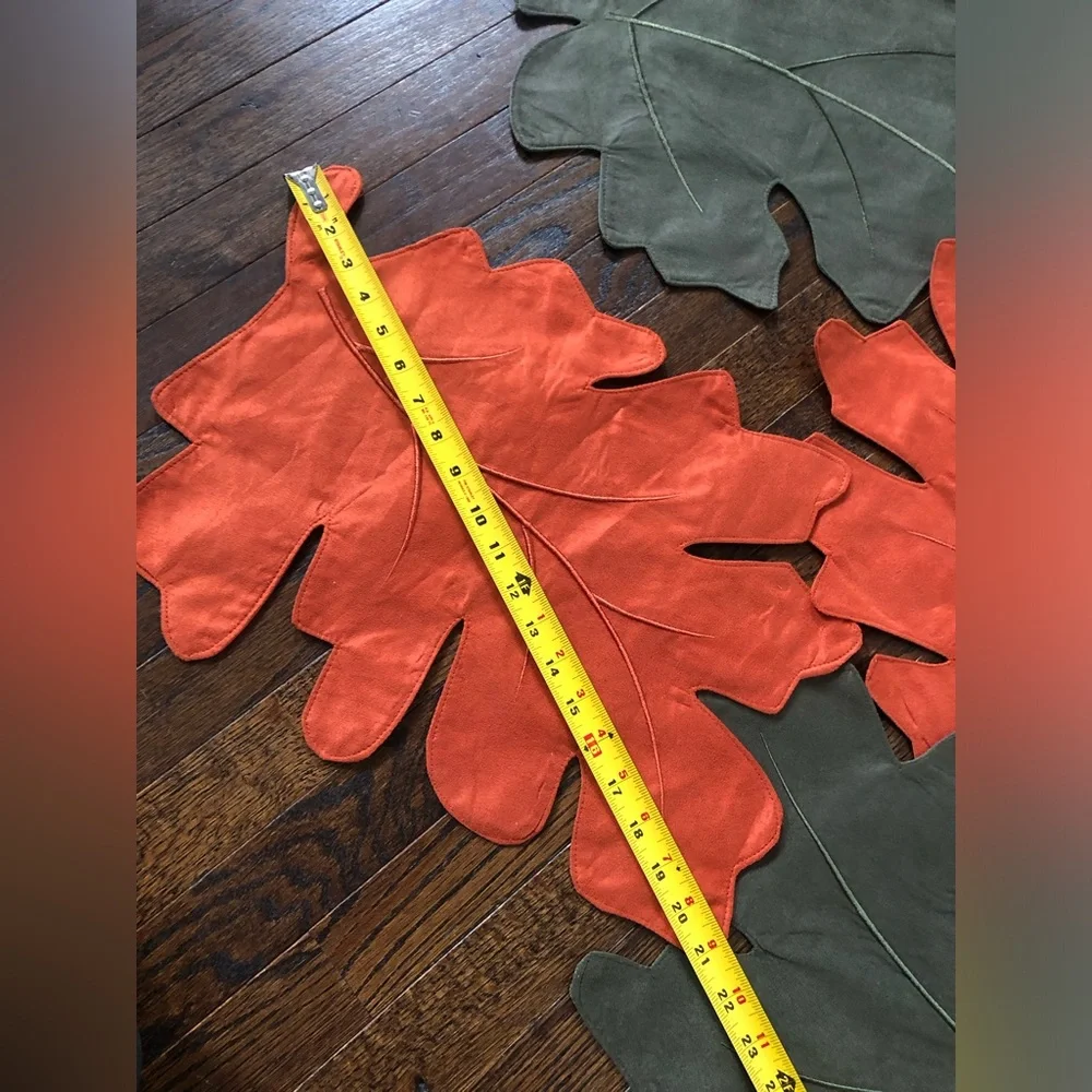Croft & Barrow 4-Piece Burnt Orange/Olive Green Leaves Placemats 21” x 16” EUC!!