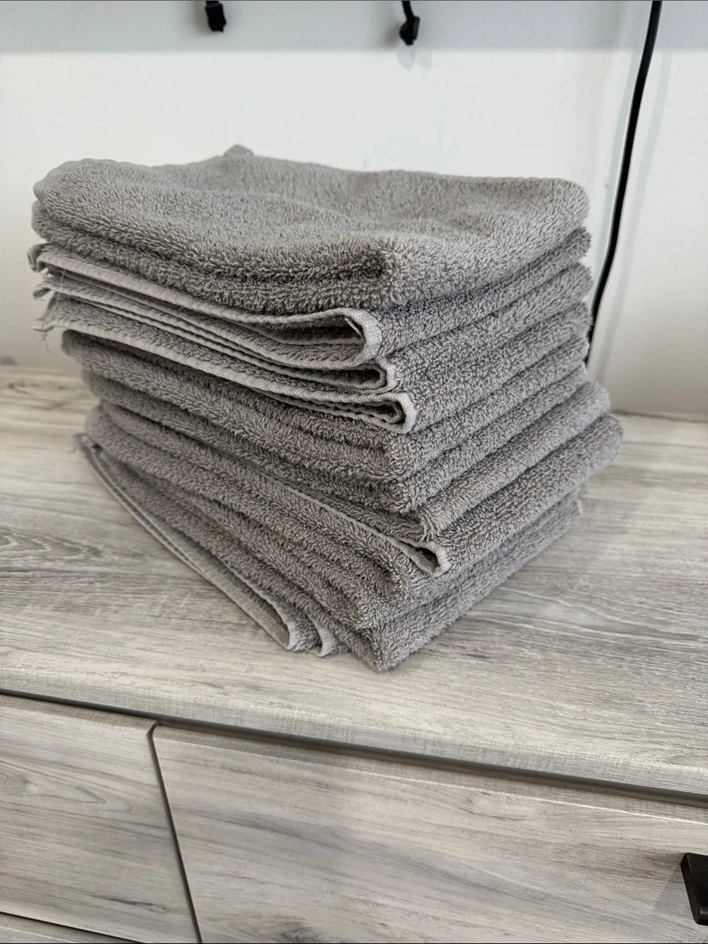 Soft/Plush Gray Cotton Hand Towels - Stack of 12