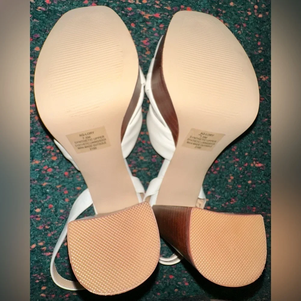 RARE AQUA Lory Platform High Heel Sandals White Brown NWT 7.5