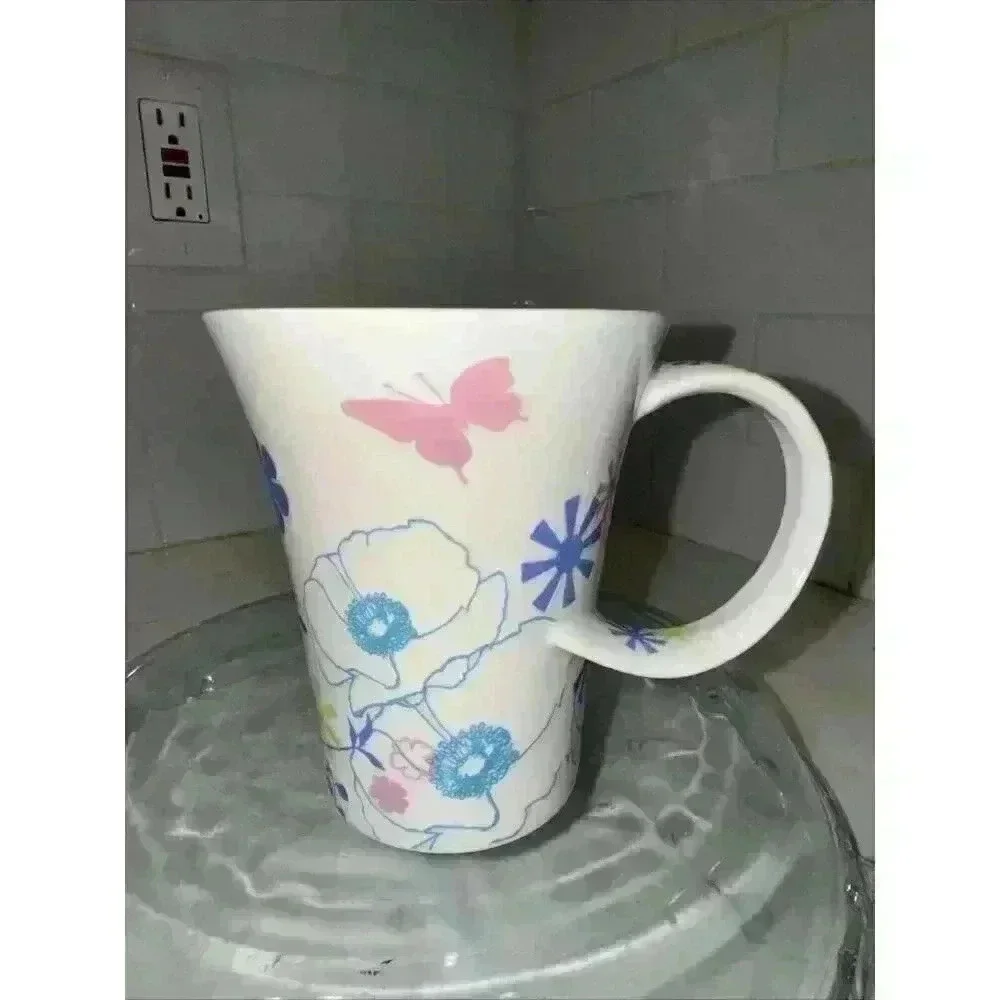 Starbucks Coffee Mug Cup 2006 Flowers Floral 12oz Butterfly Sprng Twisted Handle