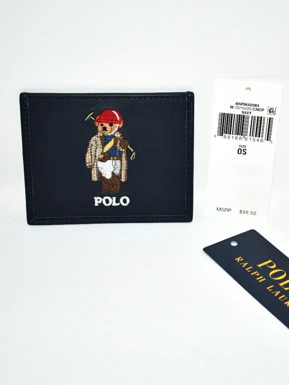 Polo Ralph Lauren Polo Bear Leather Card Case in Newport Navy #405P08102001 NWT