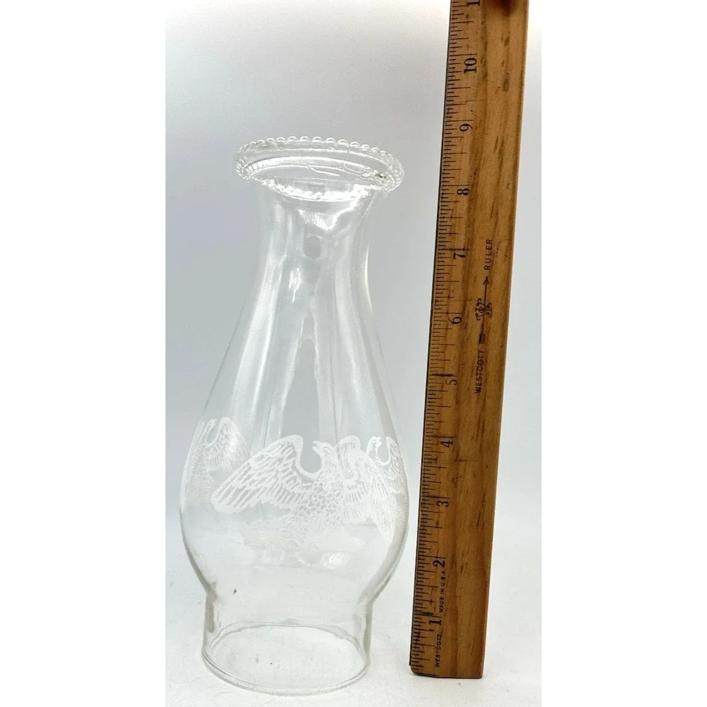 Vtg Eagle Glass Hurricane Globe Light Shade Chimney Oil Lamp 8 3/16
