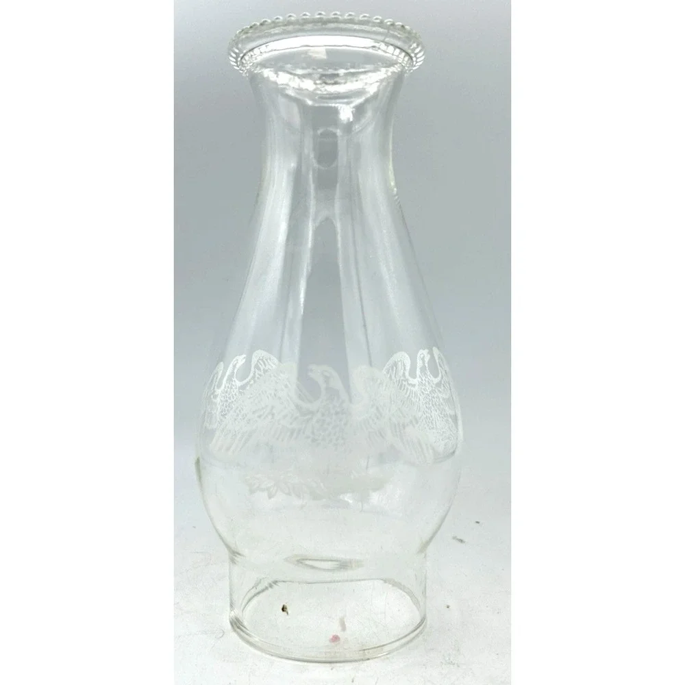 Vtg Eagle Glass Hurricane Globe Light Shade Chimney Oil Lamp 8 3/16