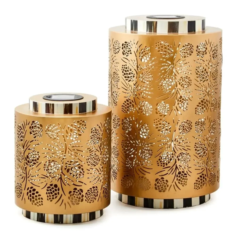 Brand New Mackenzie-Childs Pinecone Short Solar Lantern