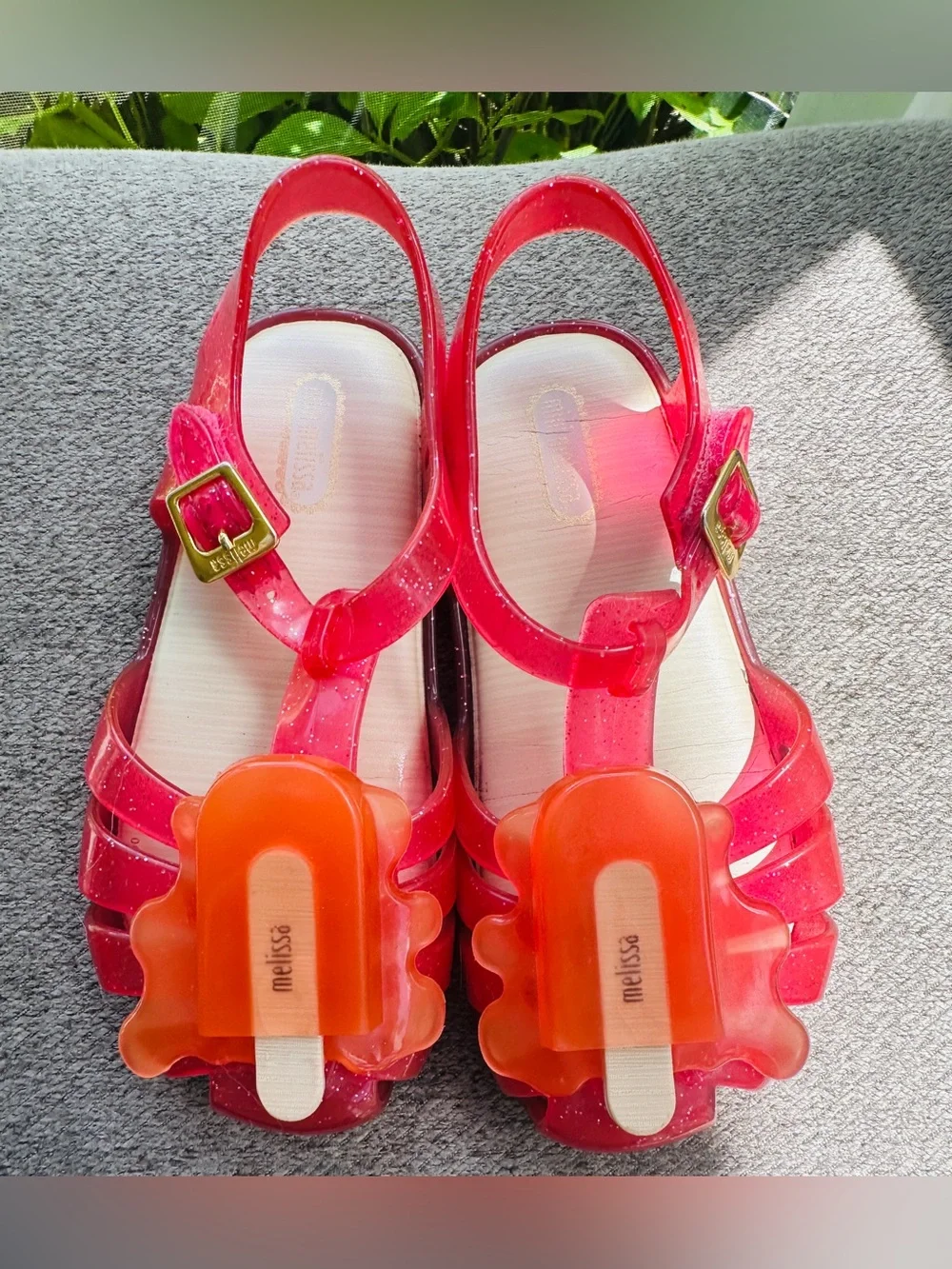 Mini Melissa pink Glitter Jelly Sandals with Orange Popsicle*Toddler girls Sz~10