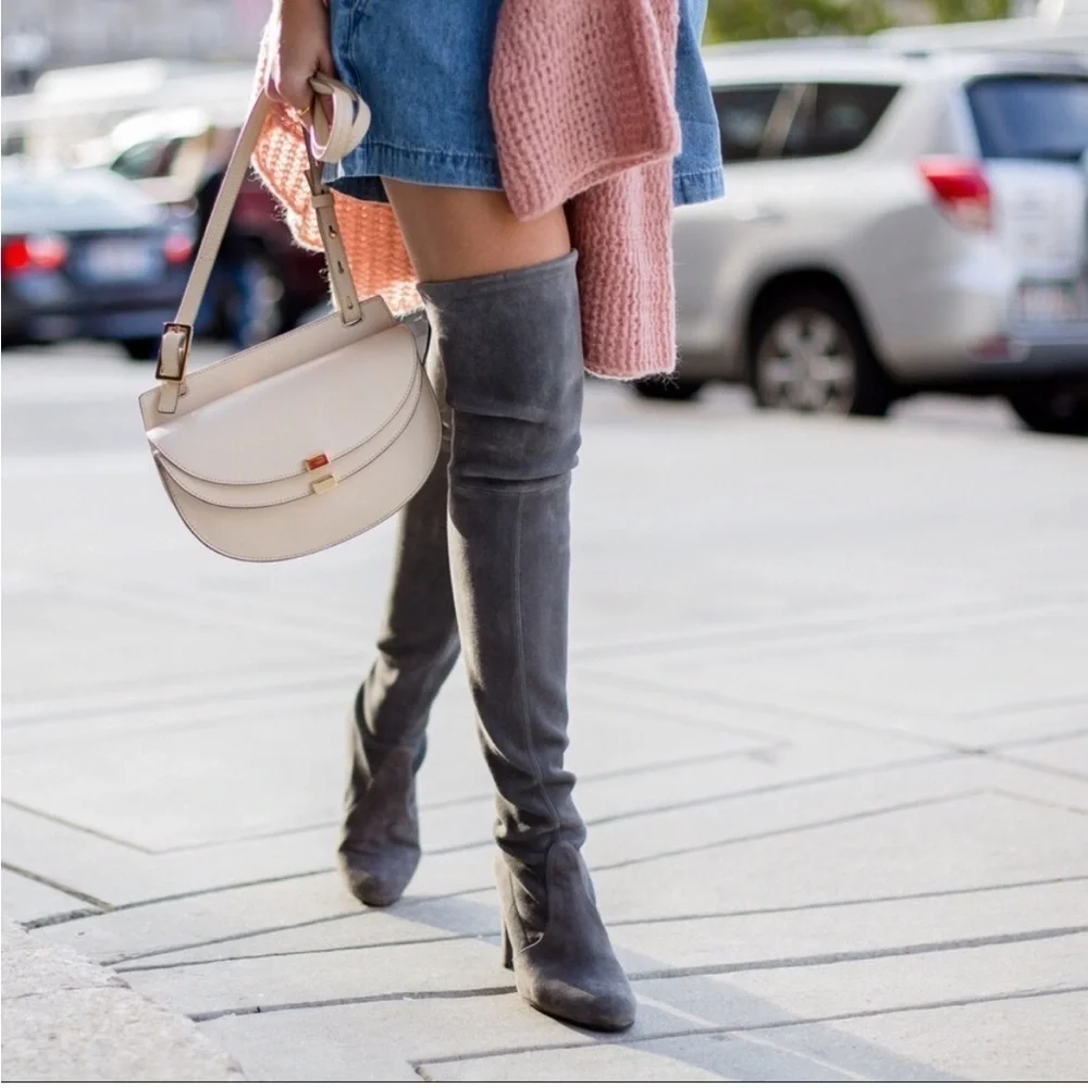 Stuart Weitzman Hiline OTK Boot In Slate Grey