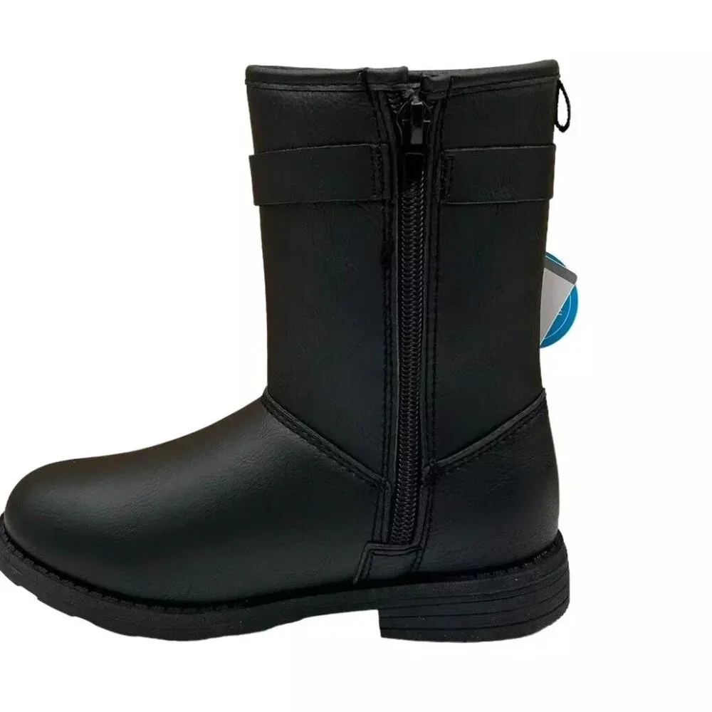 Carter's Little Girl's Fashion Mid Calf Boots Size 11 Black Lined‎ Side Zipper