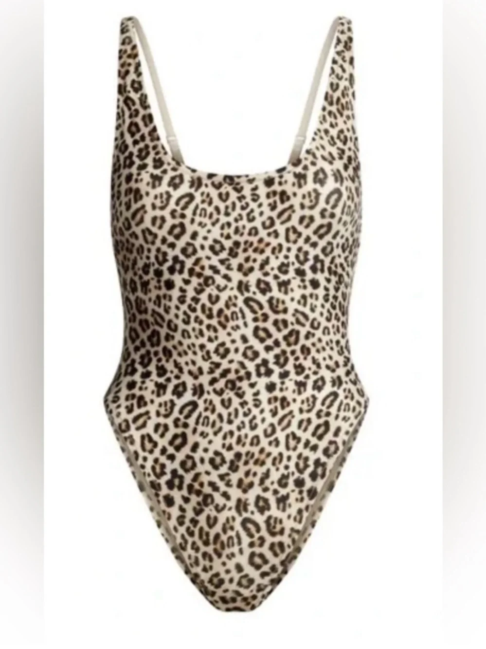 SKIMS Leopard Print One-Piece Swimsuit in Beige and Brown