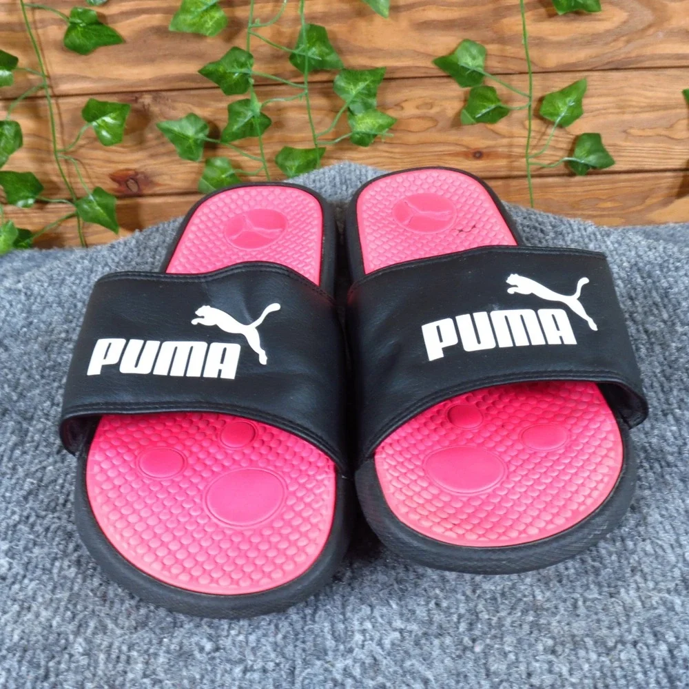 Puma Cool Cat Men Sandal Size 7 Casual‎ Athletic Slide Black Pink Synthetic