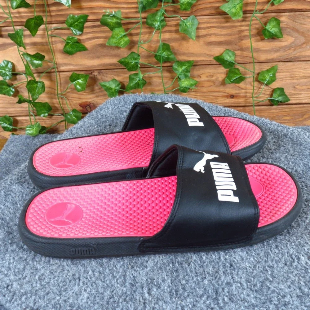 Puma Cool Cat Men Sandal Size 7 Casual‎ Athletic Slide Black Pink Synthetic