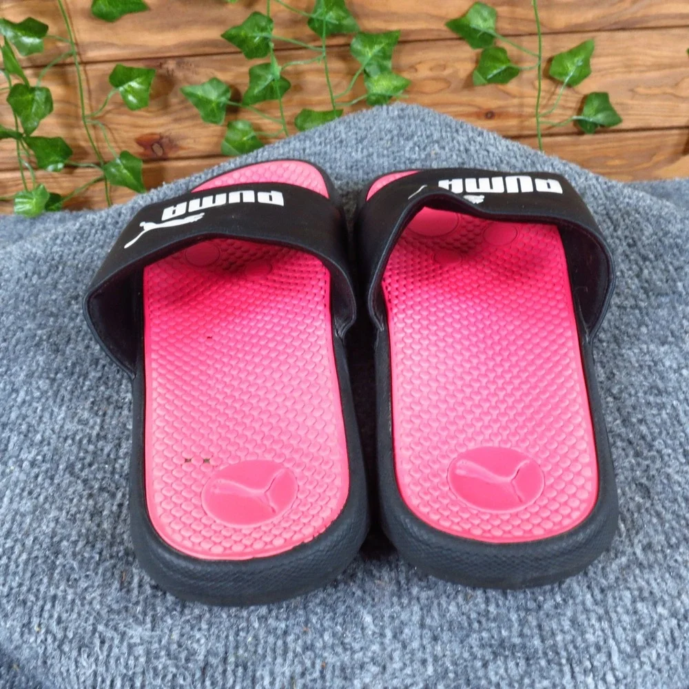 Puma Cool Cat Men Sandal Size 7 Casual‎ Athletic Slide Black Pink Synthetic