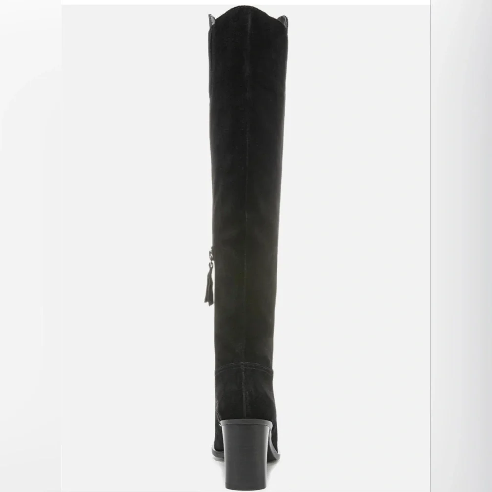 NATURALIZER KYRIE BLACK SUEDE OVER THE KNEE BOOTS SIZE 7 WIDE HEEL 3.75”