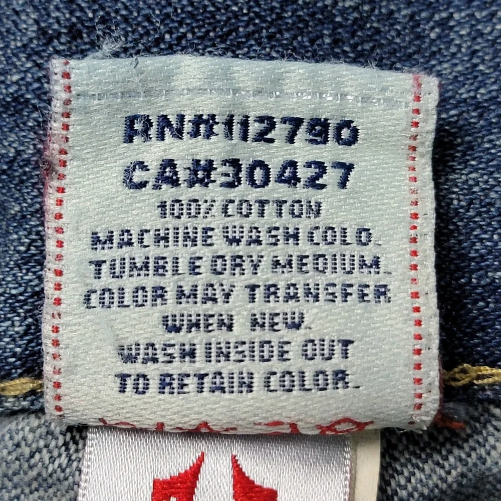 True Religion Billy Jeans Men's 40x33 Bootcut Blue‎ Denim Koi Embroidery USA