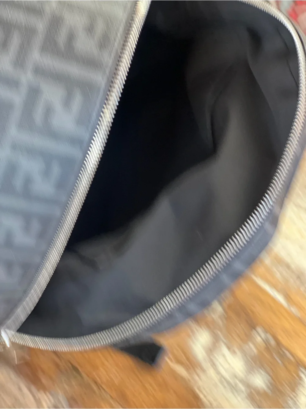 Fendi Men's Black & Gray Patterned Backpack with Yellow Accent